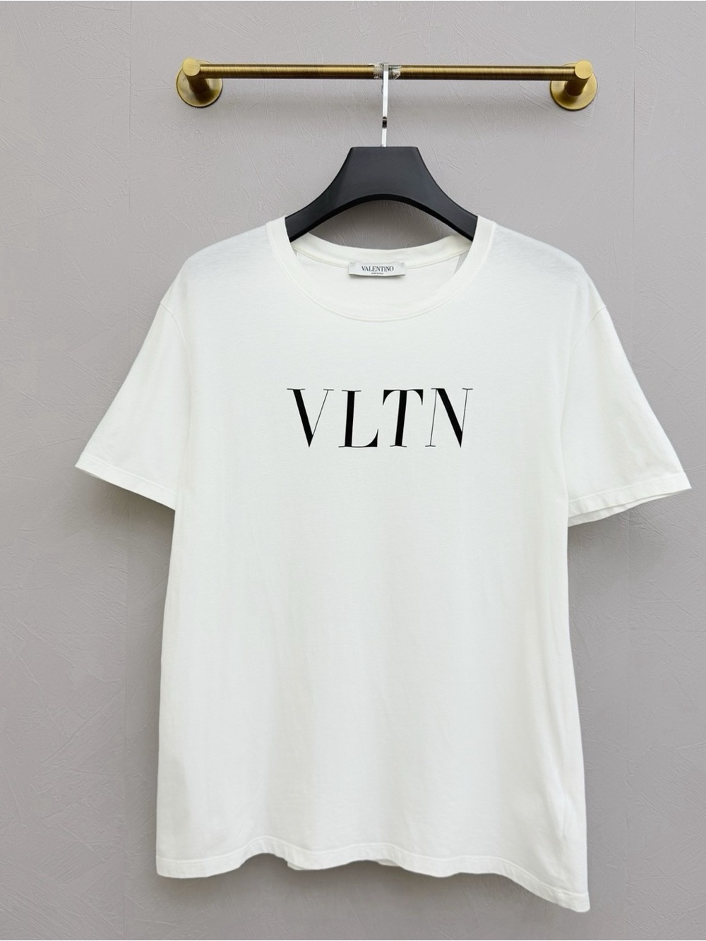 Valentino White Crewneck T-Shirt with Black VLTN Logo